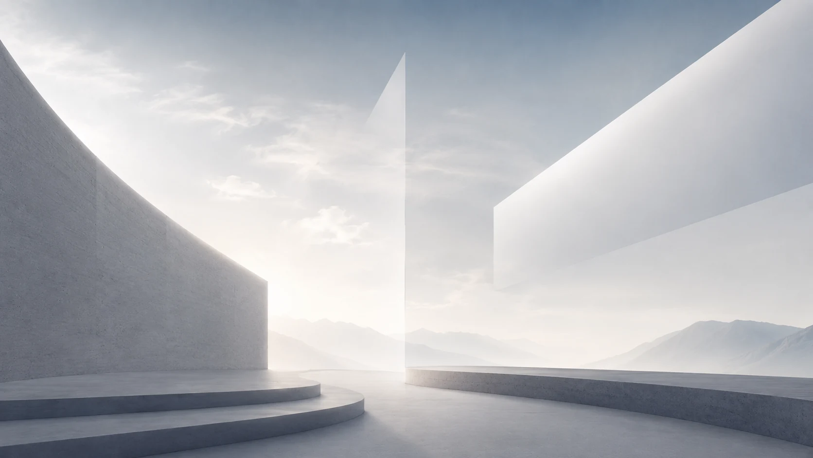 Abstract architectural forms emerging into light